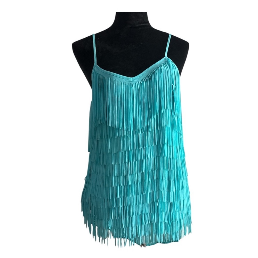 Women's Teal Fringe Top